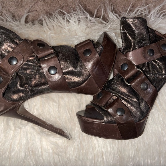 Vera Wang Lavender Greta Brown Open Toe Platform Ankle Boot - Picture 9 of 9